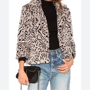 Cupcakes & Cashmere Animal Print Faux Fur Coat